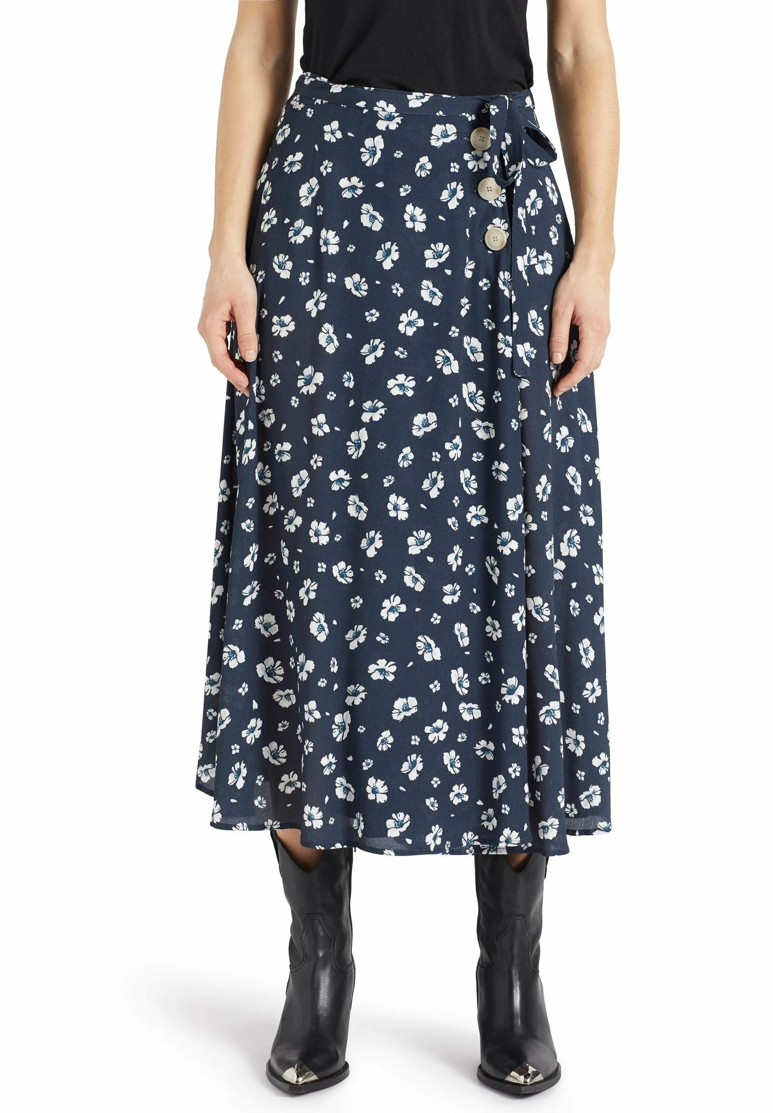 Khujo Hepke - A-Lijn Rok - Blau-Weiß Geblümt 8 Khujo Hepke - A-Lijn Rok - Blau-Weiß Geblümt - Afbeelding 6