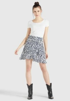 Khujo Undine - A-Lijn Rok - Dunkelblau-Weiß Geblümt -Khujo Winkel 21d347c6b0544e418abd3e172b4ecebd