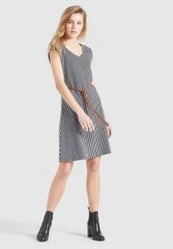 Khujo Leifa - Jurk - Dunkelblau-Weiß Gestreift -Khujo Winkel 8d57322fc91245dca265a36fc523bc65