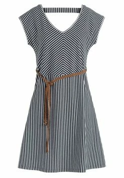 Khujo Leifa - Jurk - Dunkelblau-Weiß Gestreift -Khujo Winkel 9d068a2c6e13419593aa845c5c1b1c09